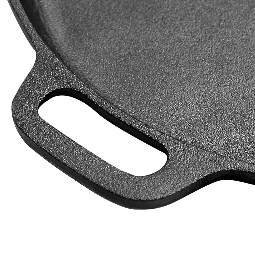 2X Cast Iron 35cm Frying Pan Skillet Coating Steak Sizzle Platter - Premium