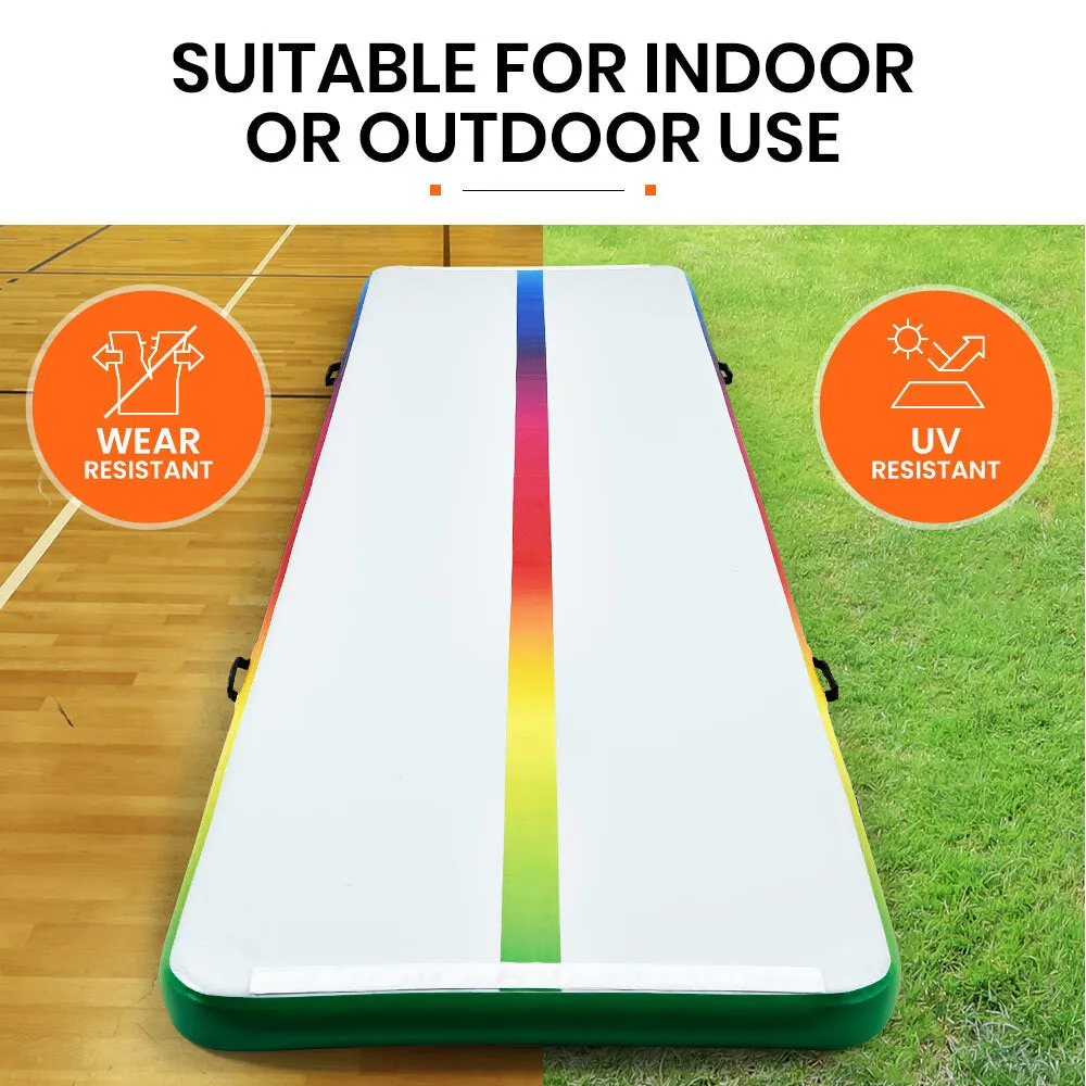 300x100x10cm Inflatable Air Track Mat | Tumbling Gymnastics | Multi-Coloured | with Electric Pump