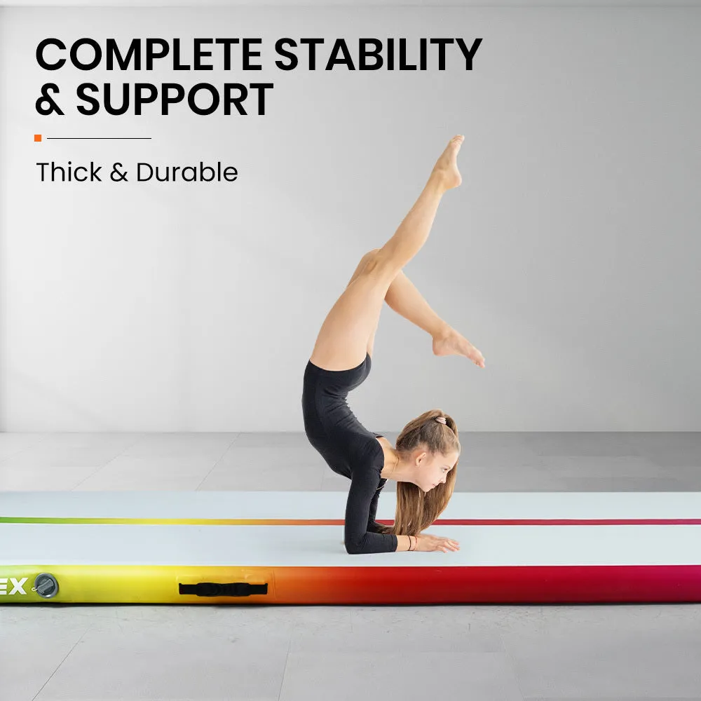 300x100x10cm Inflatable Air Track Mat | Tumbling Gymnastics | Multi-Coloured | with Electric Pump