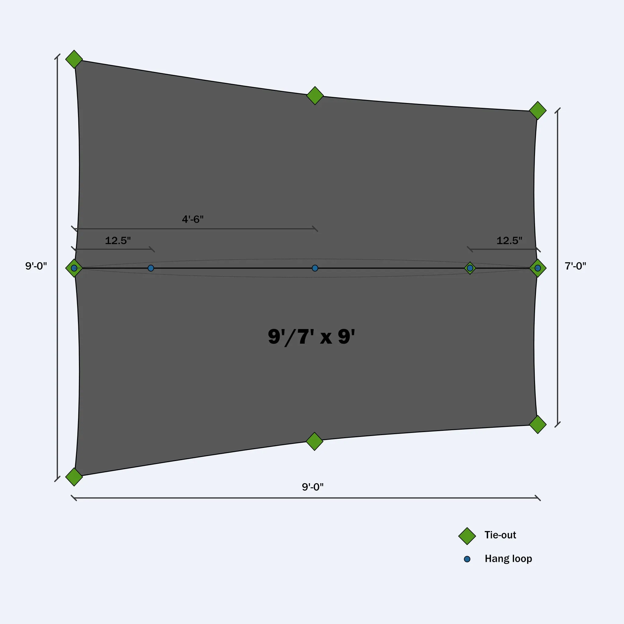 9'/7' Tapered Tarp - Recycled Silpoly