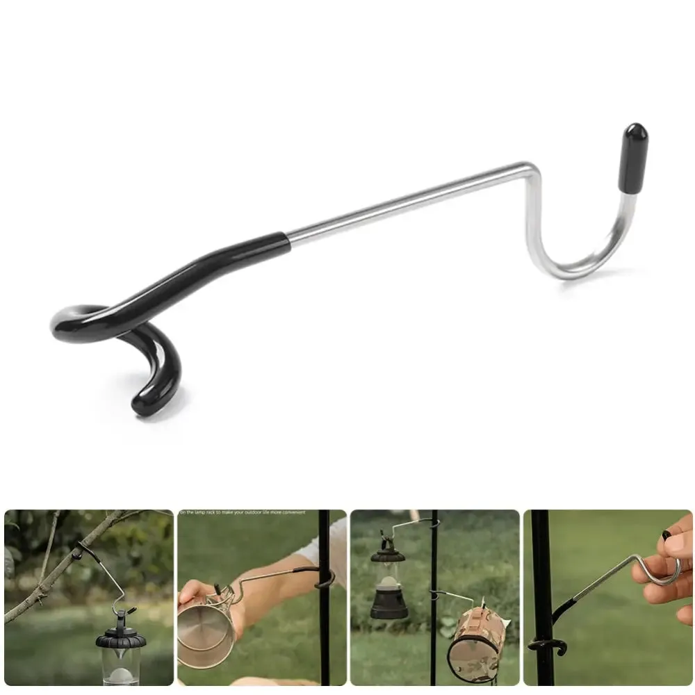 Aluminum Alloy Tent Pole Lamp Holder Hook Camp Lantern Hanger Black Camping Equipment Hunting Fishing Lantern Hanger