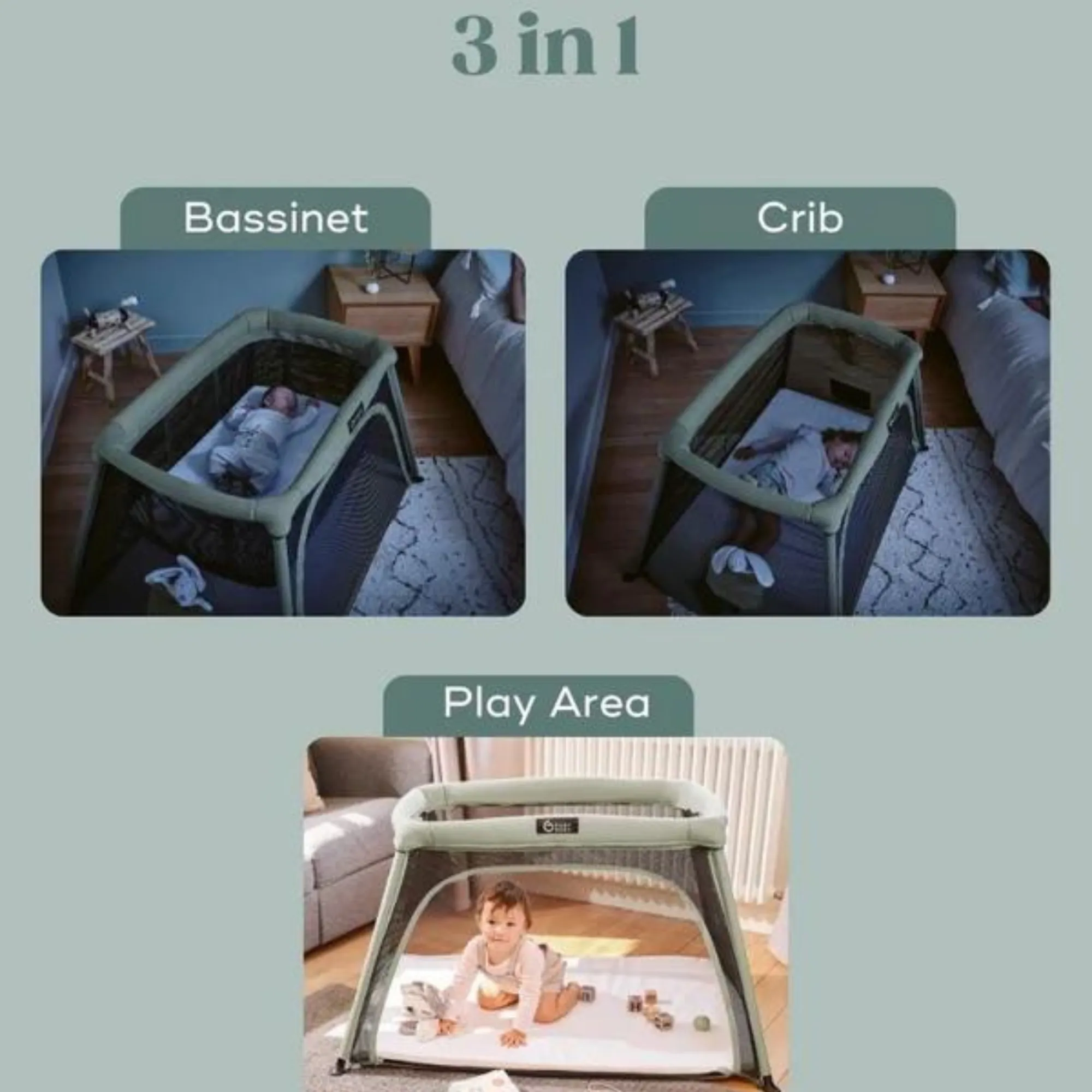 BABYMOOV 3-in-1 Moov and Comfy Travel Crib and Bed