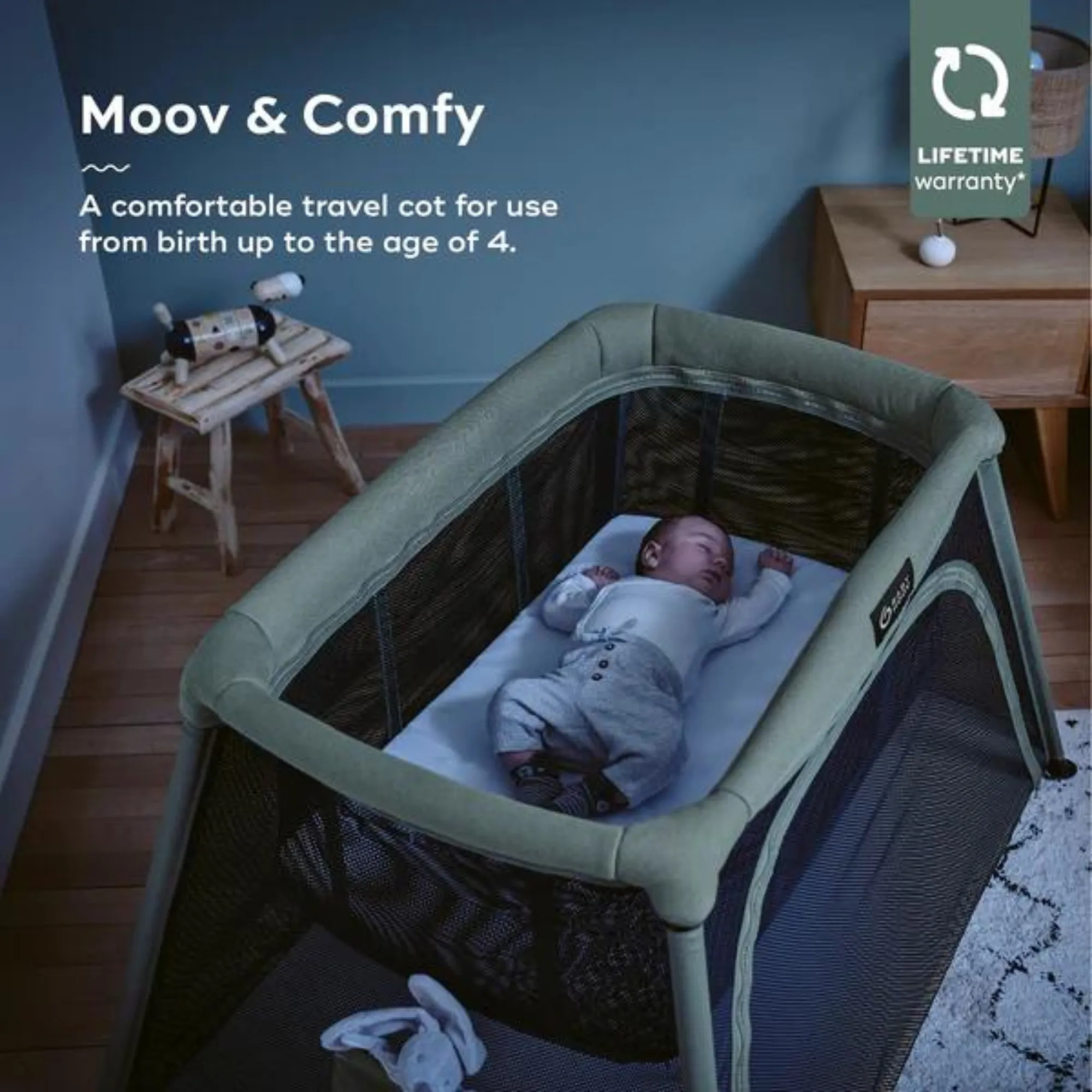 BABYMOOV 3-in-1 Moov and Comfy Travel Crib and Bed