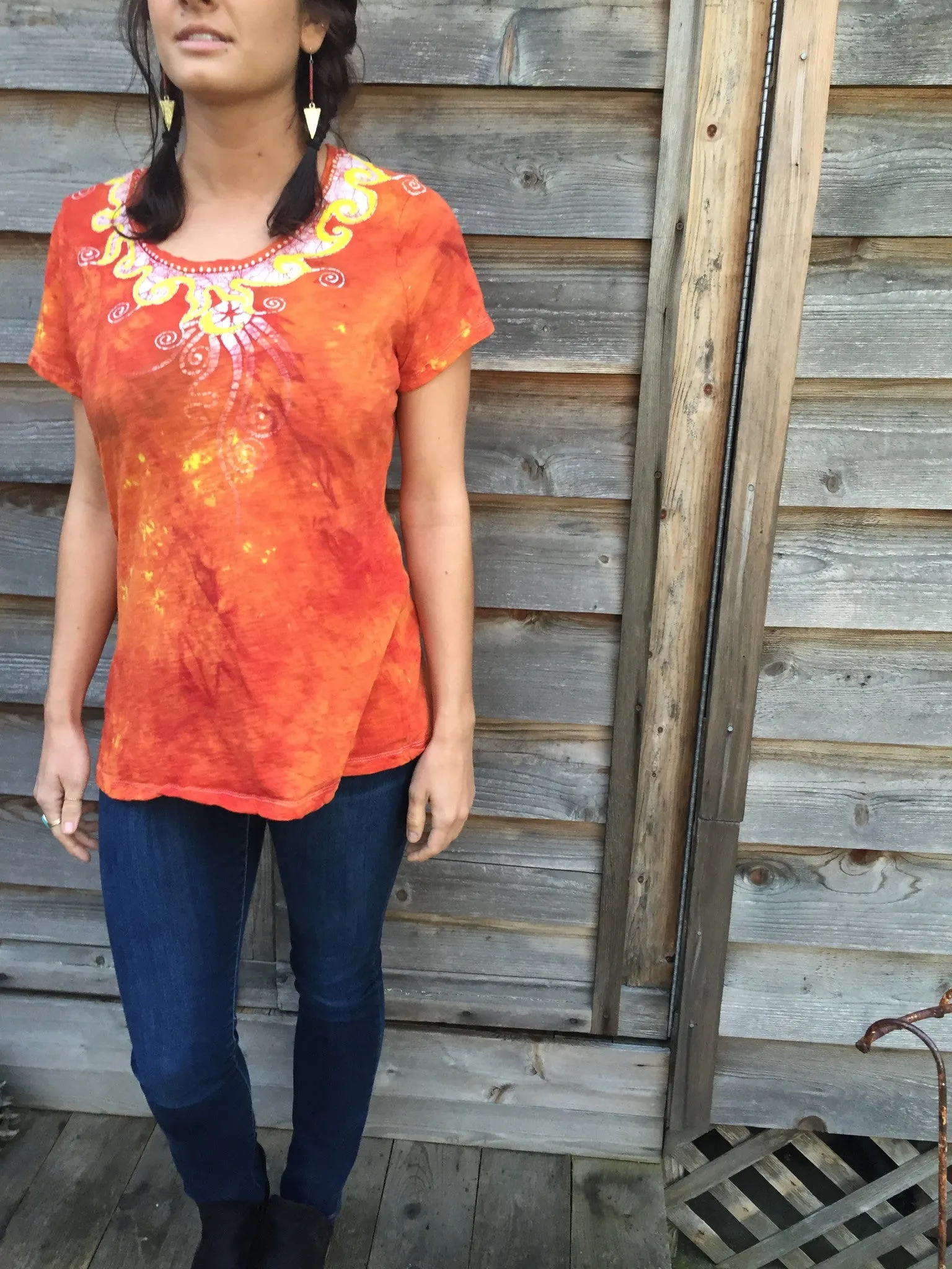 Campfire Sunrise Handmade Batik Tee
