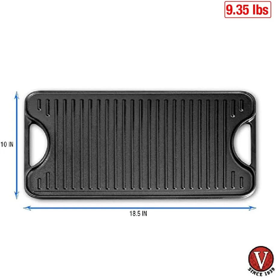 Cast Iron Large Reversible Rectangular Griddle