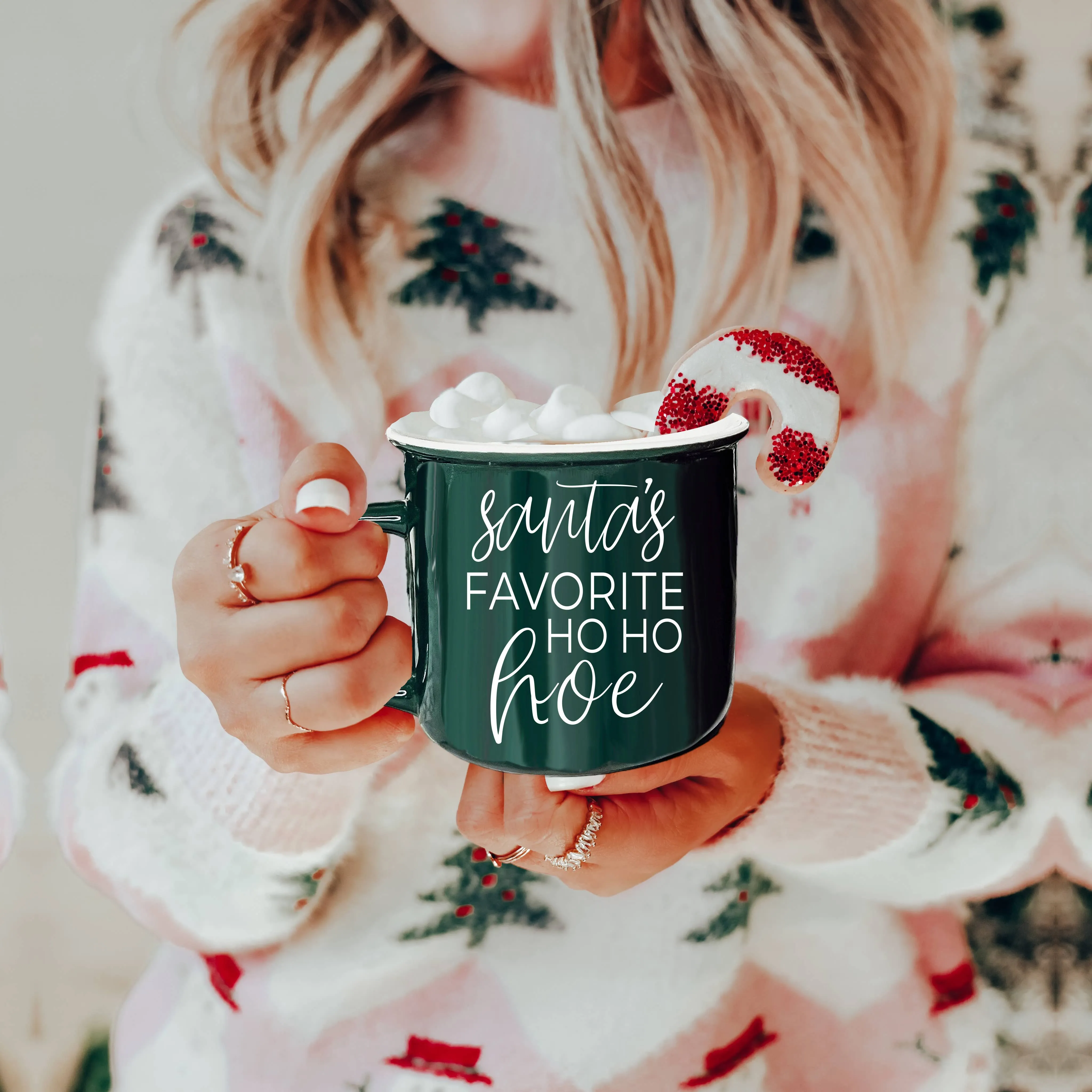 Christmas Coffee Mugs Ceramic, Red   Green Holiday Drinkware: Red Mug / Jingle Jingle