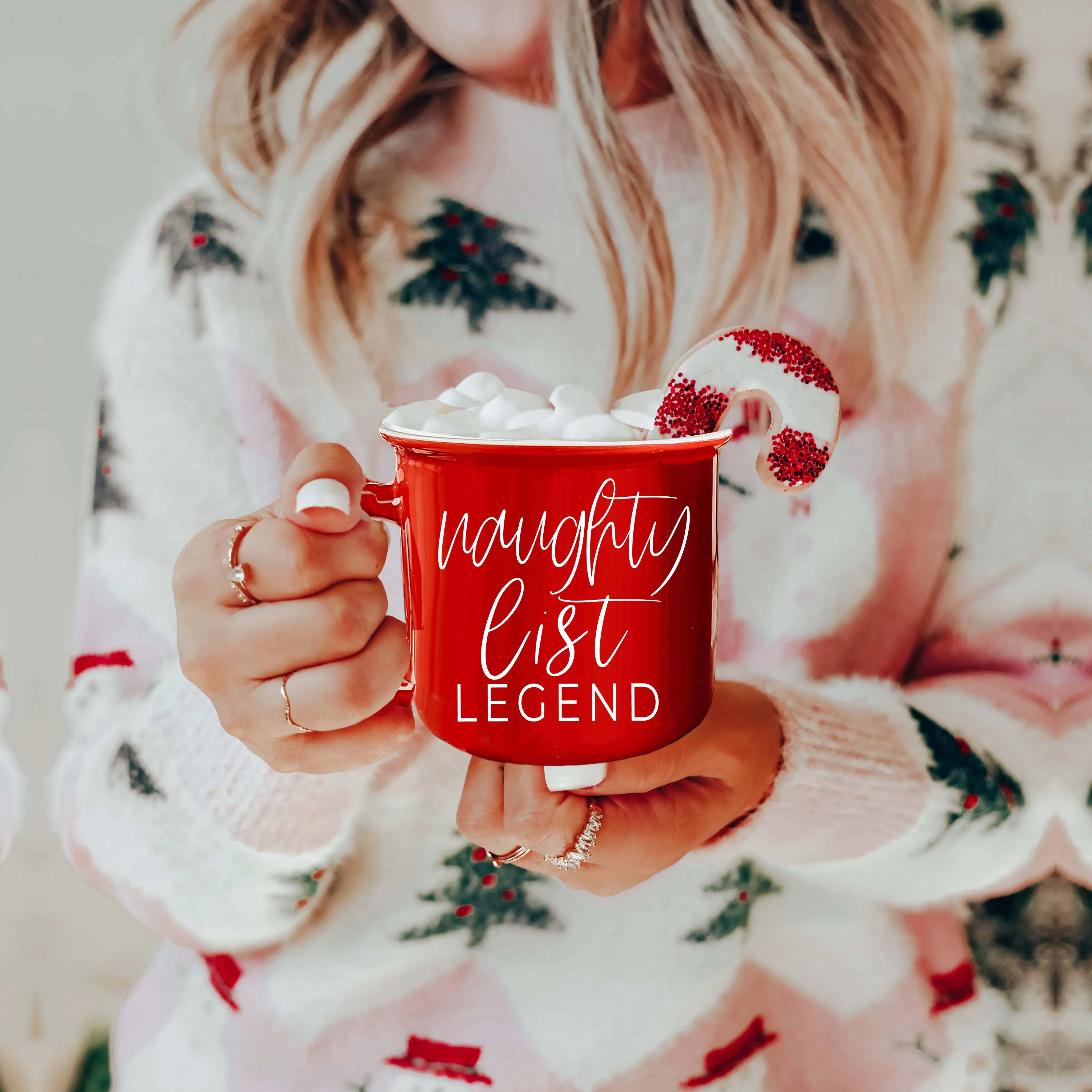 Christmas Coffee Mugs Ceramic, Red   Green Holiday Drinkware: Red Mug / Jingle Jingle
