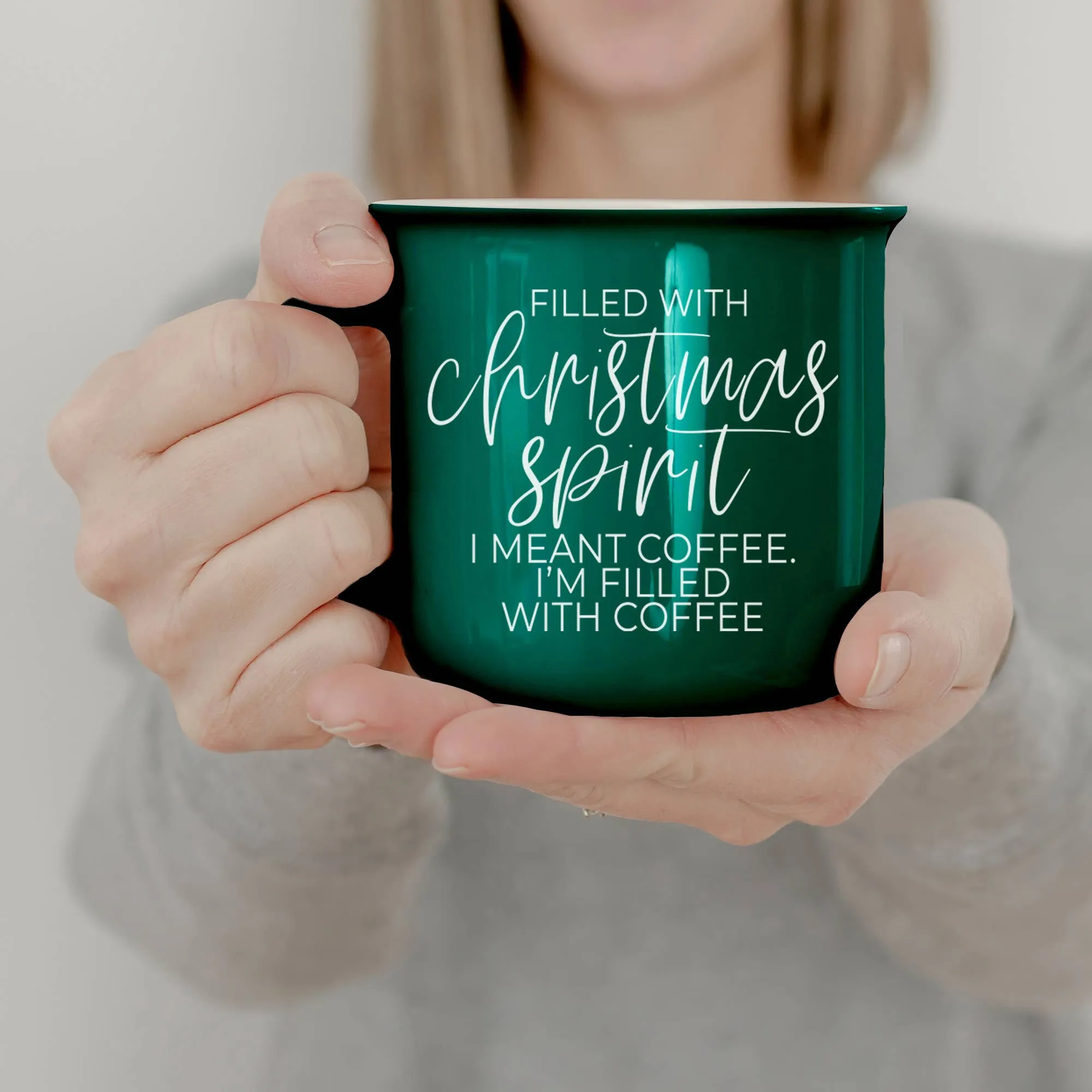 Christmas Coffee Mugs Ceramic, Red   Green Holiday Drinkware: Red Mug / Jingle Jingle
