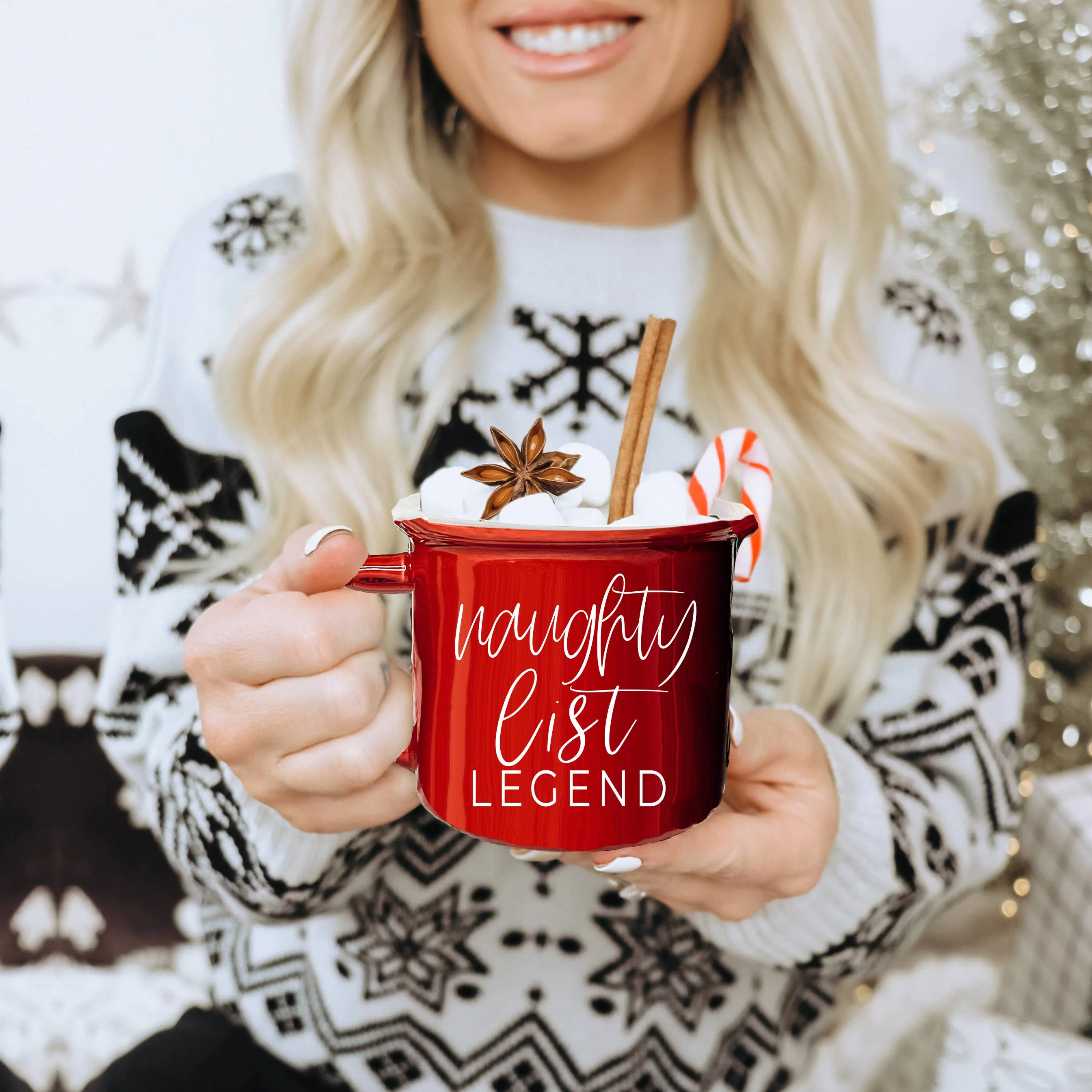 Christmas Coffee Mugs Ceramic, Red   Green Holiday Drinkware: Red Mug / Jingle Jingle