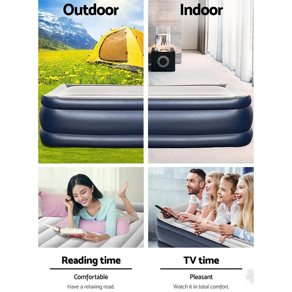Deluxe Inflatable Air Bed Mattress With Built In Pump - Queen Size