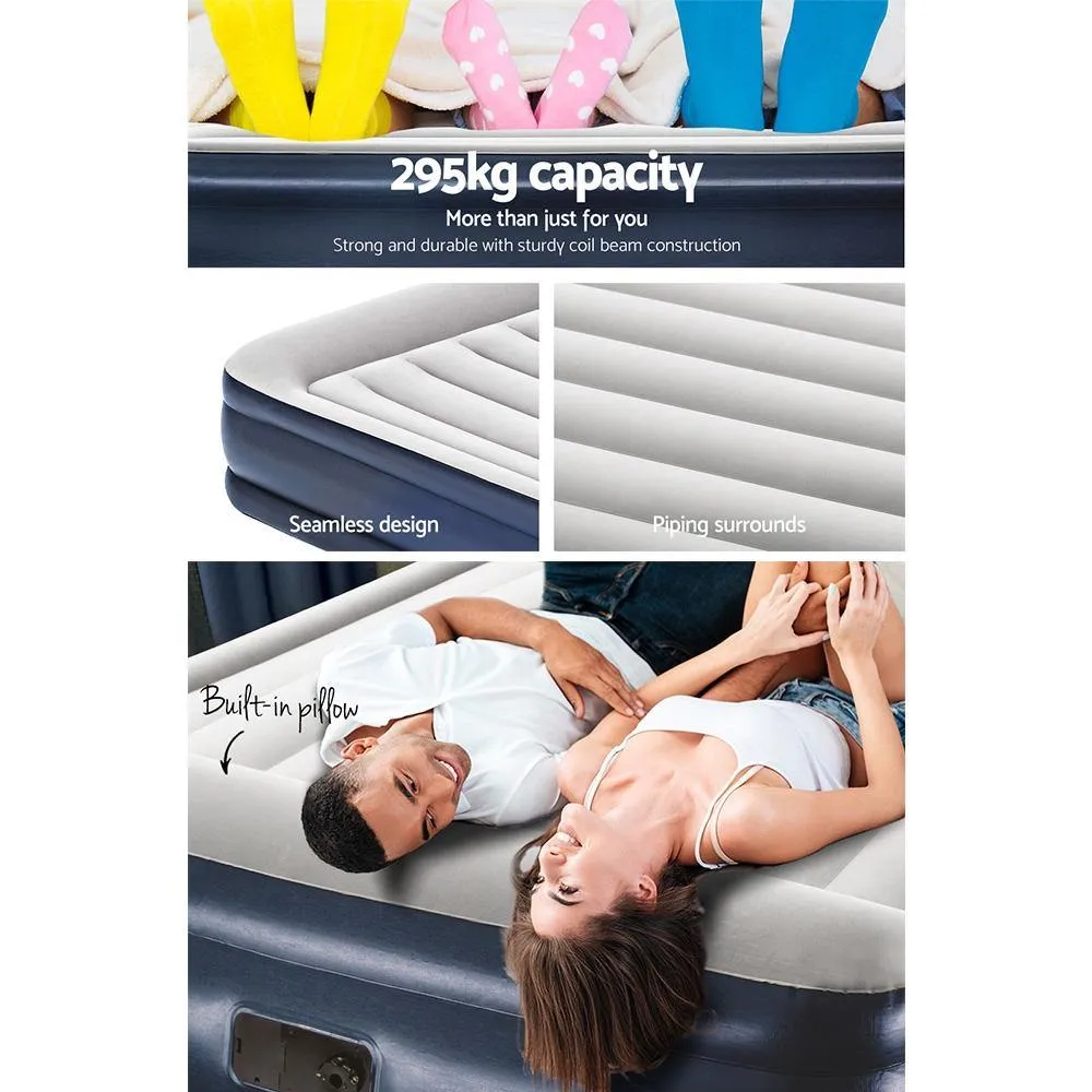 Deluxe Inflatable Air Bed Mattress With Built In Pump - Queen Size