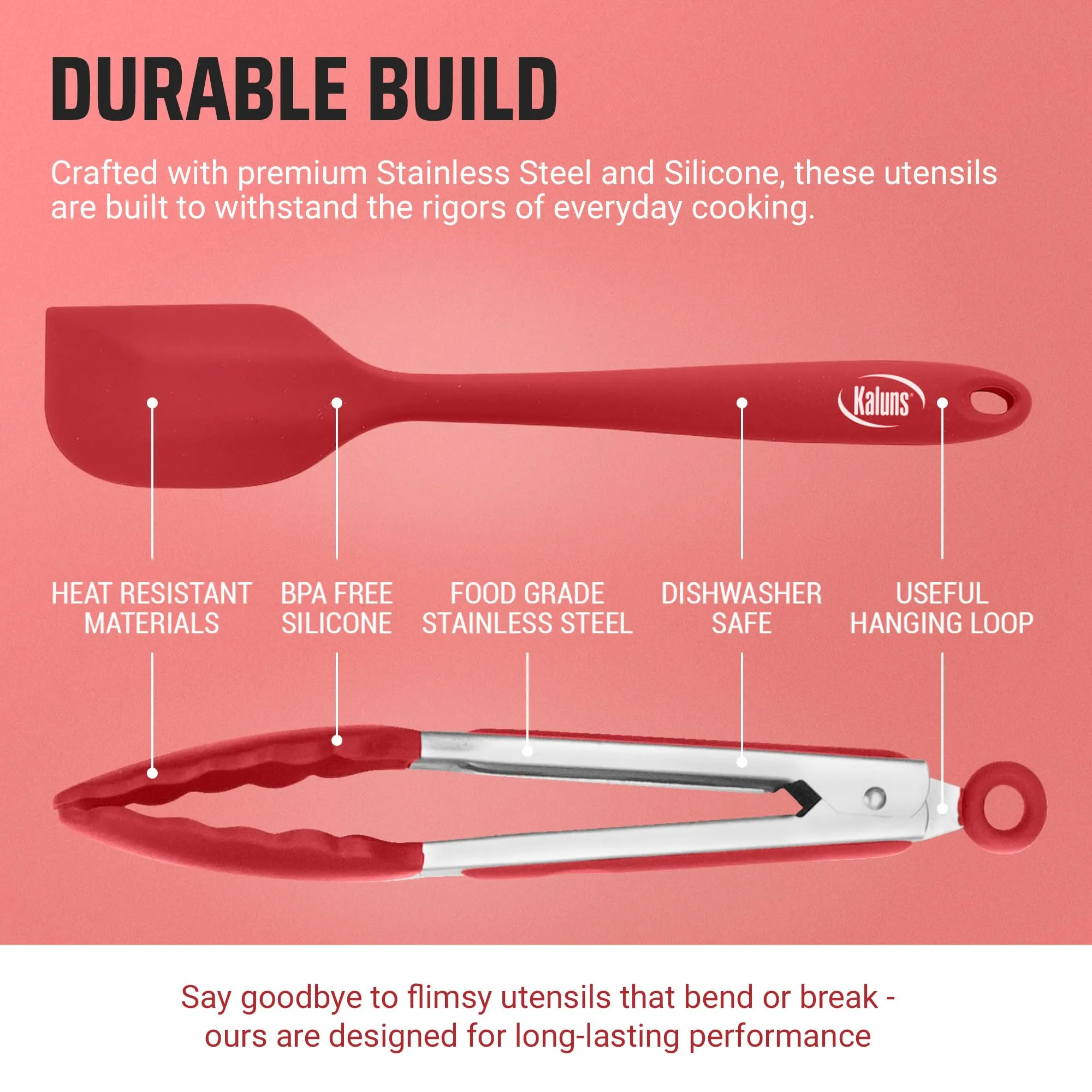 Kaluns BBQ Tongs Set with Silicone Spatula