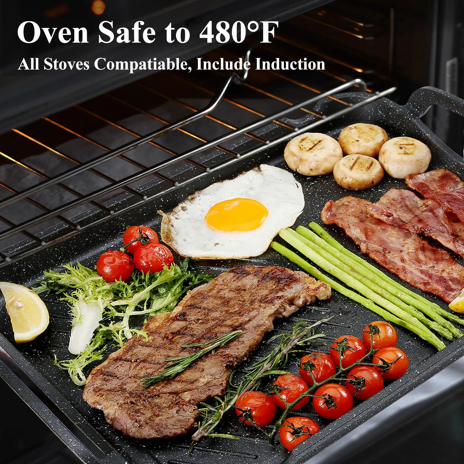 Nonstick Double Burner Griddle Pan for Cooking