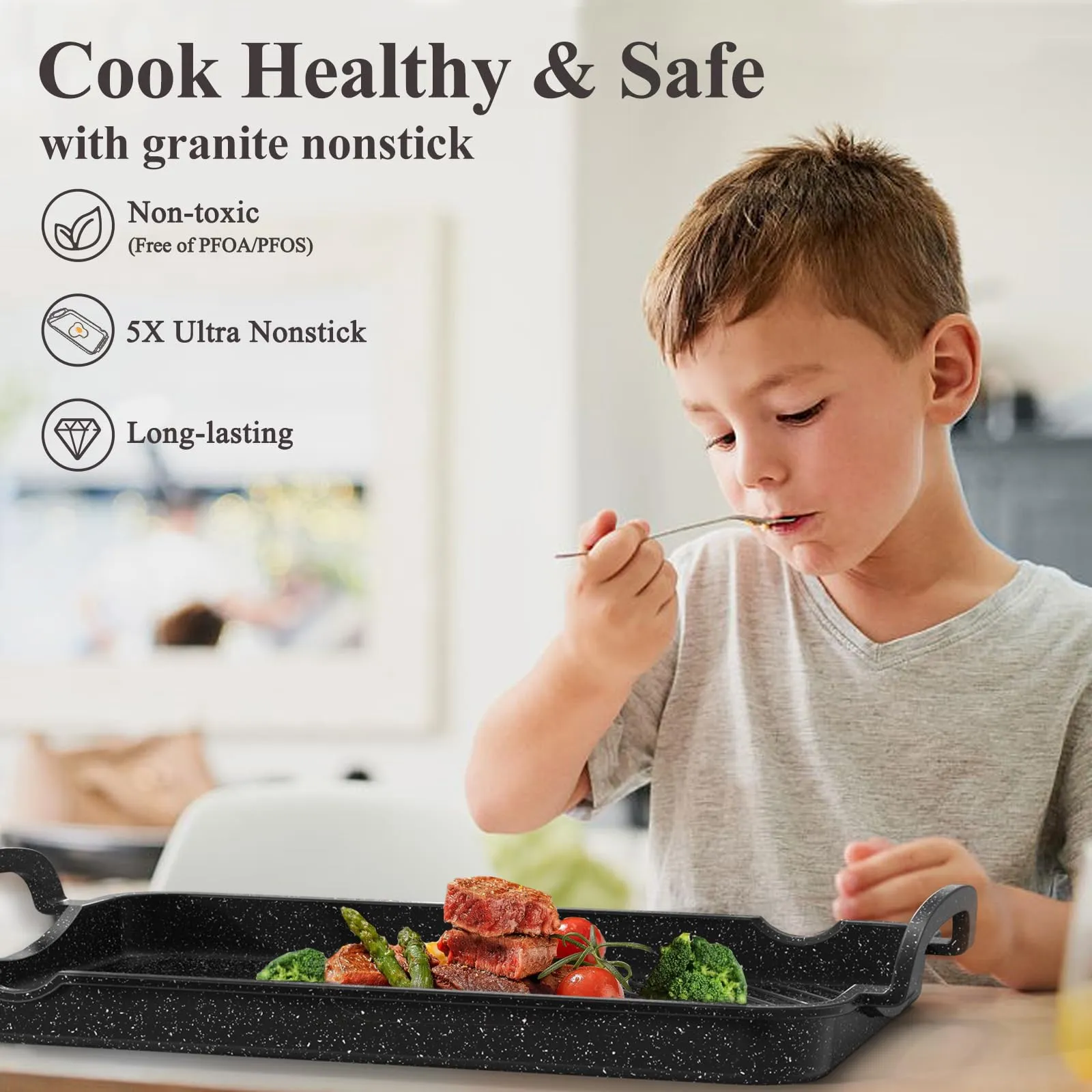 Nonstick Double Burner Griddle Pan for Cooking