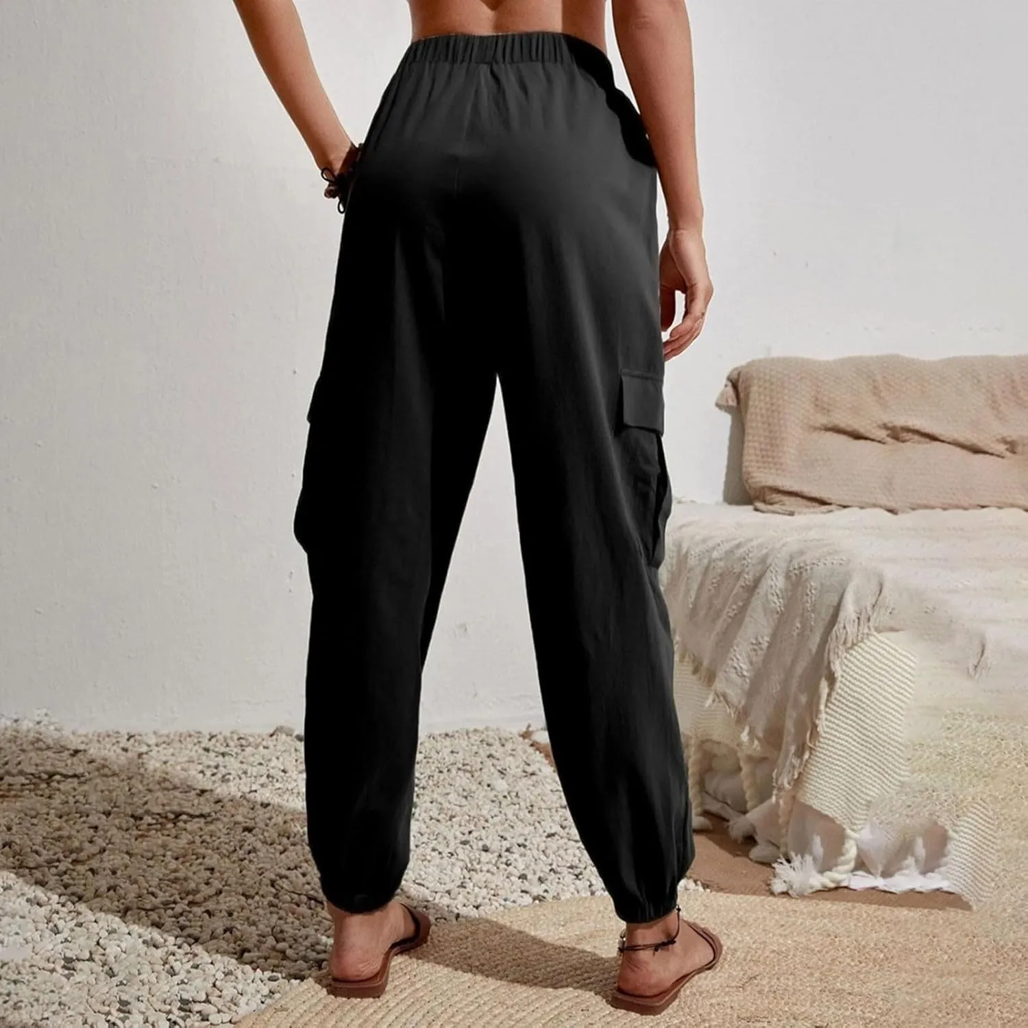 TARIENDY Light Weight Pants for Women Women's Elastic Drawstring Trousers Workout Casual Outfits high Waist Cargo Pants