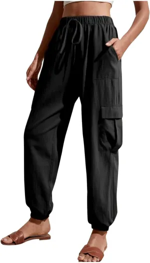 TARIENDY Light Weight Pants for Women Women's Elastic Drawstring Trousers Workout Casual Outfits high Waist Cargo Pants