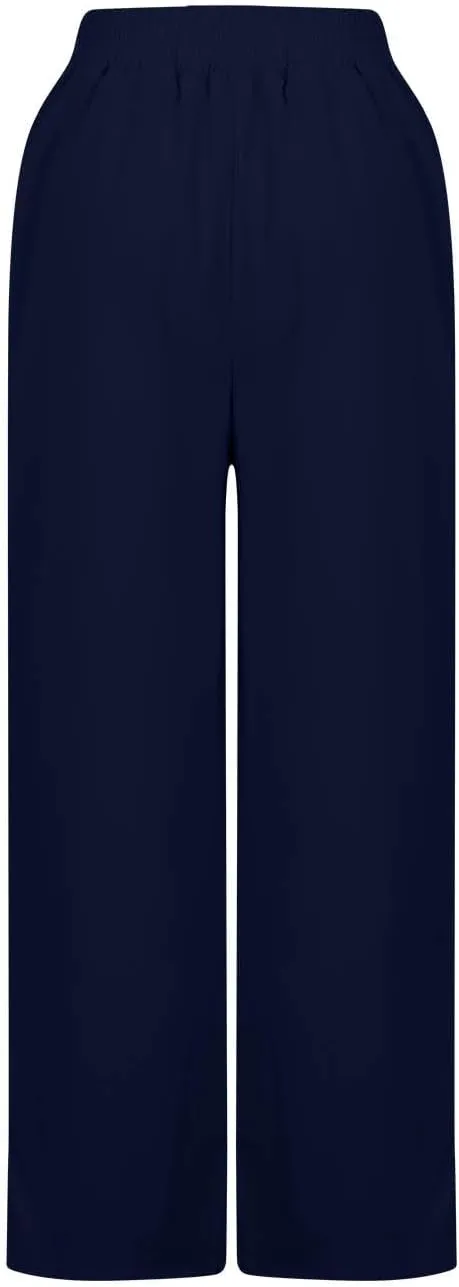 Women Cotton Linen High Elastic Waist Casual Pants, Summer Loose Wide Leg Trousers Comfy Breathable Clothes with Pockets